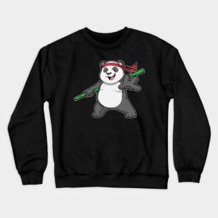 Panda as Warrior with Bamboo Spear Crewneck Sweatshirt